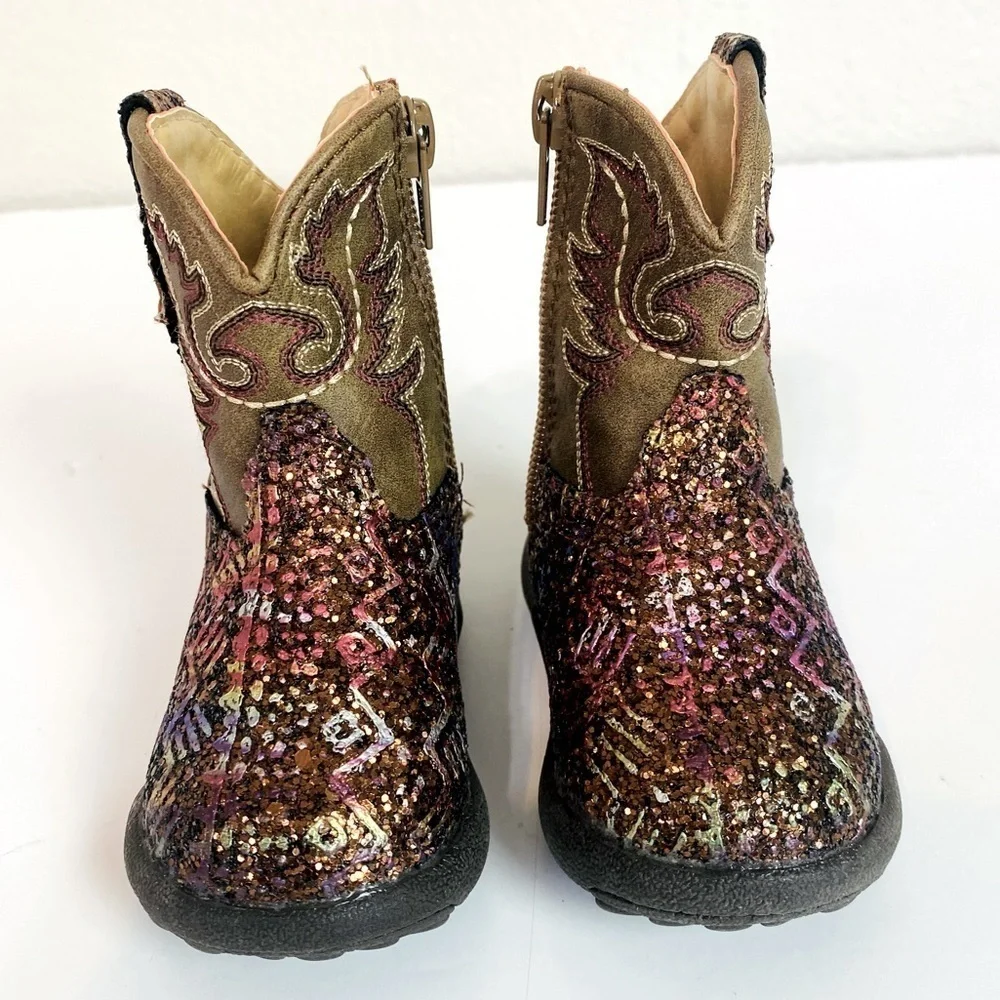 Roper Cowbabies Glitter Aztec Boot Size 3